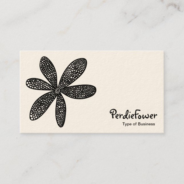 Söt Flower - Black on White (Cream Card) Visitkort (Framsida)
