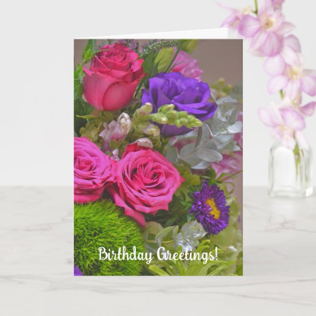 Söt Flower Bouquet Art Birthday Card Kort (Orkide)