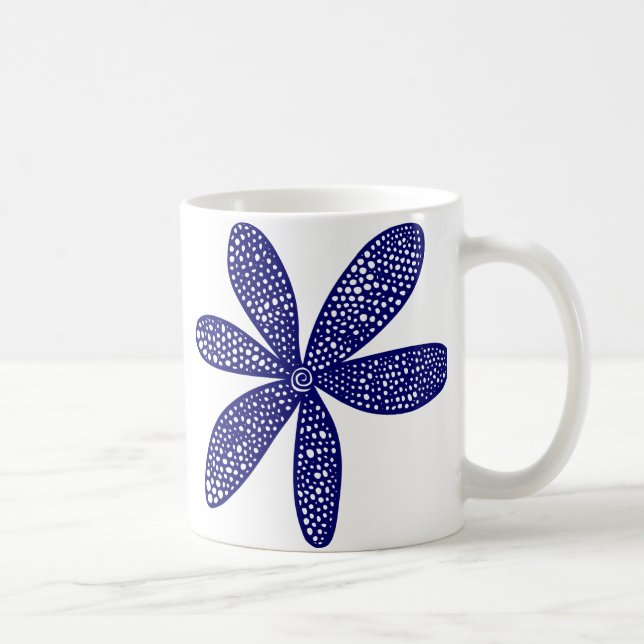 Söt Flower - Deep Navy Blue Kaffemugg (Höger)