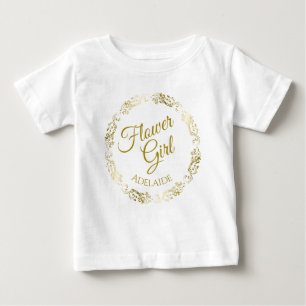 Söt Flower Girl Guld Filigree Bröllop Småbarn T Shirt