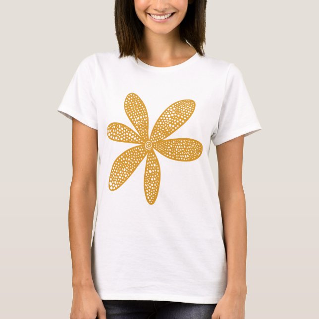 Söt Flower - Golden Brown T Shirt (Framsida)
