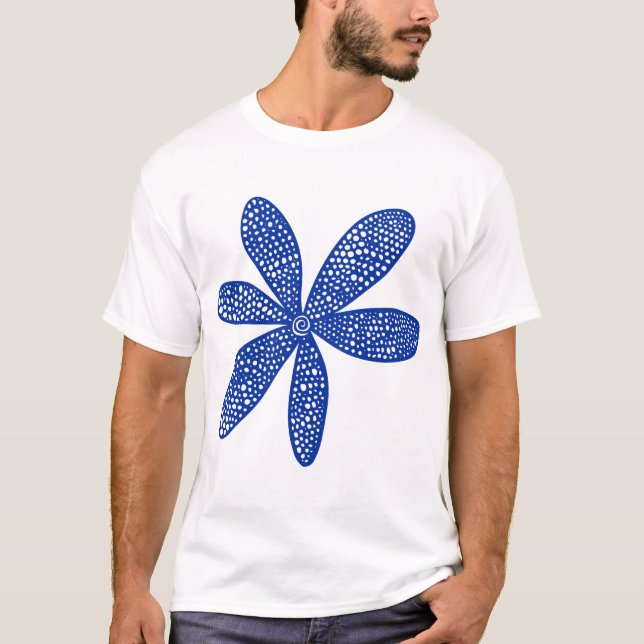 Söt Flower - marinblå T Shirt (Framsida)