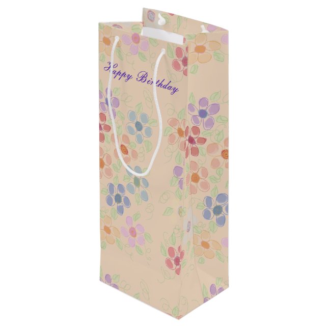 Söt Flowered Vin Bag (Baksidan Vinklad)