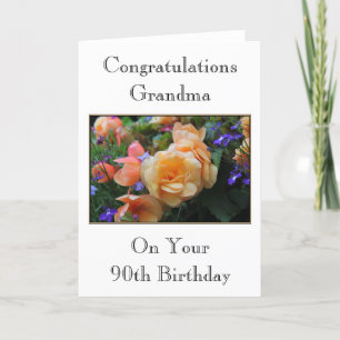 Söt Flowers, 90:e födelsedagskort för mormor. Kort