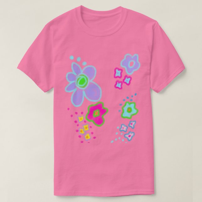Söt Flowers Abstrakt Art till Bära T-Shirt (Design framsida)