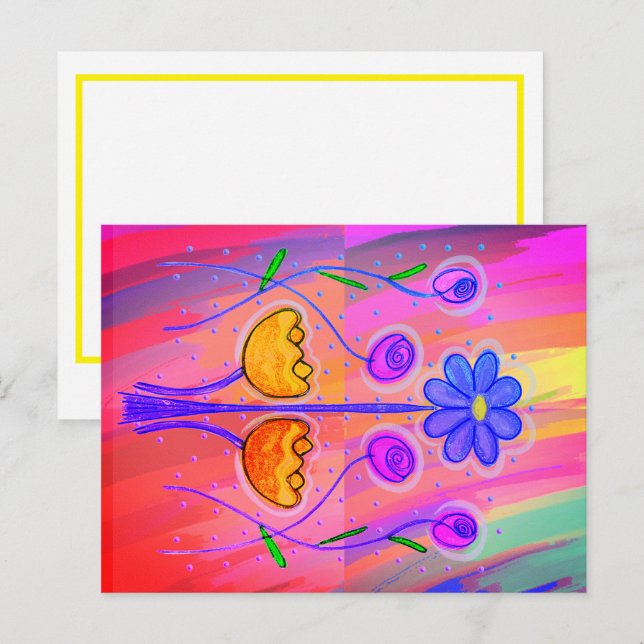 Söt Flowers Abstrakt Bakgrund Vykort (Fram/baksida)