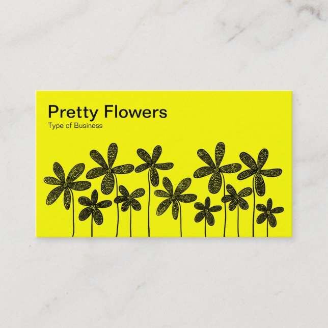 Söt Flowers - Black and Gult Visitkort (Framsida)