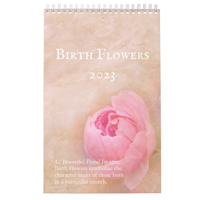 Söt Flowers by Birth Month 12 month Calendar Kalender (Omslag)