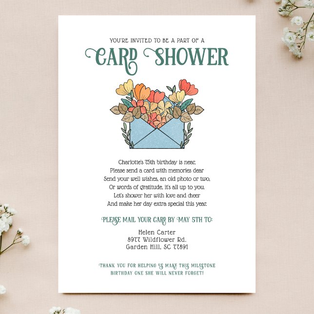 Söt Flowers Card Shower by Mail 75:e Birthday Inbjudningar (Skapare uppladdad)