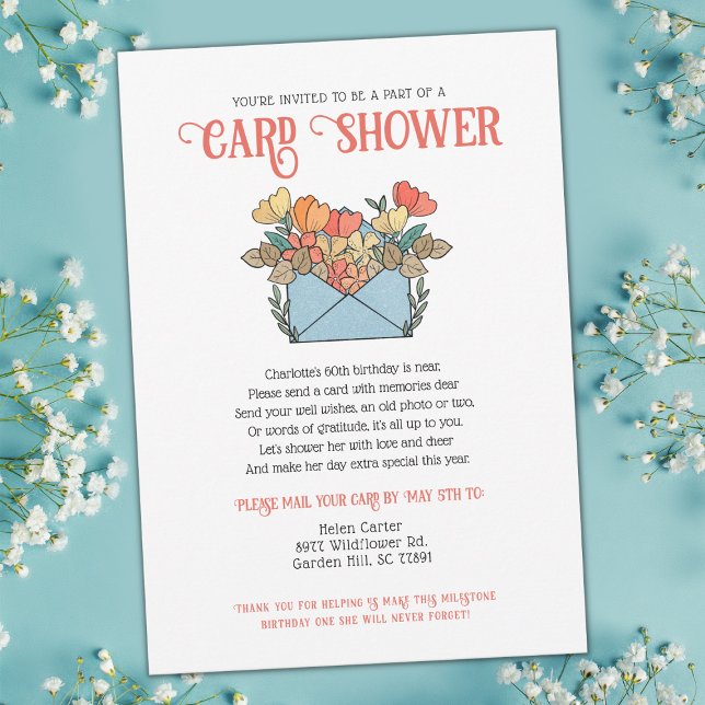 Söt Flowers Card Shower by Mail Birthday Inbjudningar (Skapare uppladdad)