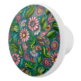 Söt Flowers Ceramic Knob Knopp