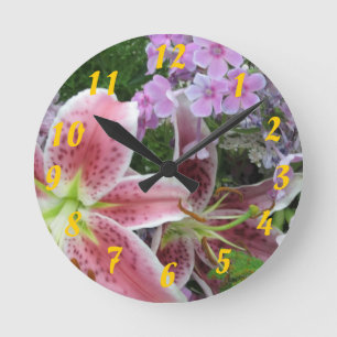 Söt Flowers Clock Rund Klocka
