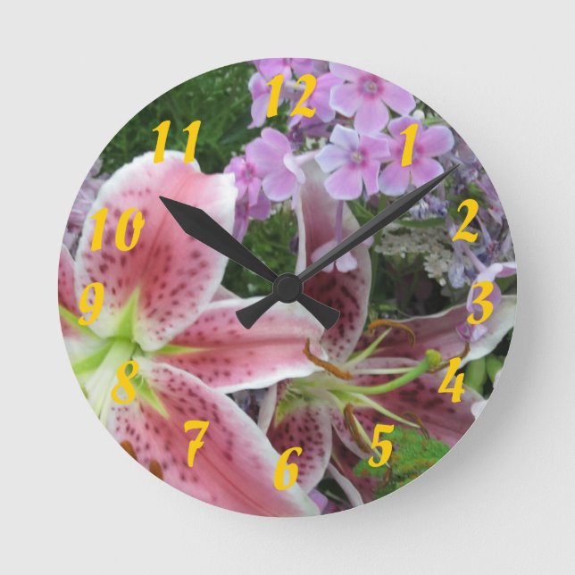 Söt Flowers Clock Rund Klocka (Framsida)