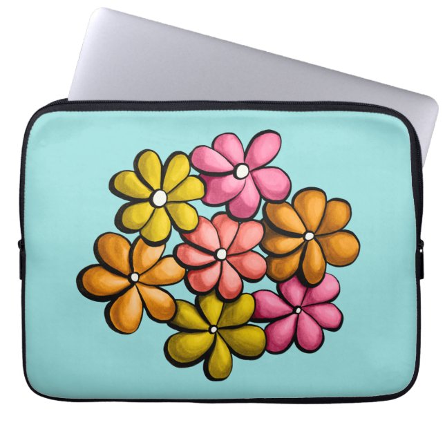 Söt Flowers Colorful Girly Laptop Fodral (Framsidan)