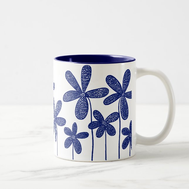Söt Flowers - flottblått Två-Tonad Mugg (Höger)