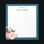 Söt Flowers från Personligens skrivbord Anteckningsblock<br><div class="desc">Det här söt anteckningsblocket har moderna blommor i flera färg och din anpassning. Använda mallformuläret för att lägga till texten.</div>