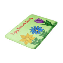 Söt Flowers Grönt Bath Mat