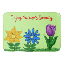 Söt Flowers Grönt Bath Mat