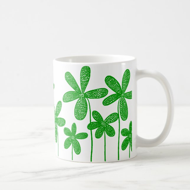 Söt Flowers - Grönt Kaffemugg (Höger)