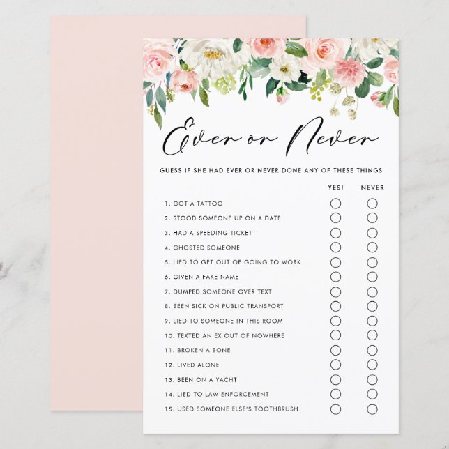 Söt Flowers har aldrig någonsin varit med om spel (Fram/baksida)