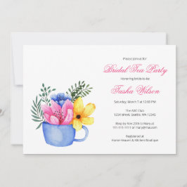 Söt Flowers i Tekopp Möhippa Tea Party Inbjudningar