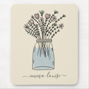 Söt Flowers Mason Burk Hand Lettered Monogram Musmatta