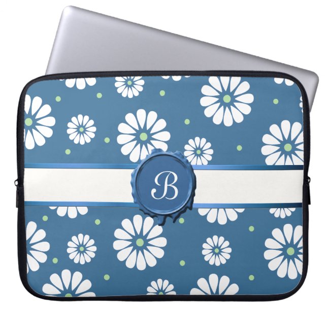 Söt Flowers med Monogram bärbar dator Fodral (Framsidan)