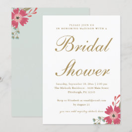 Söt Flowers Mint Grönt Möhippa Inbjudningar