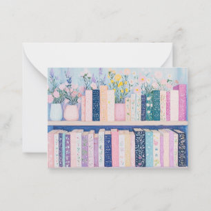 Söt Flowers och Bokar Note Card Anteckningskort