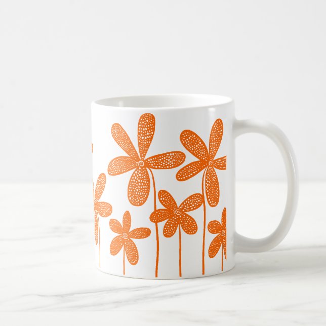 Söt Flowers - Orange Kaffemugg (Höger)