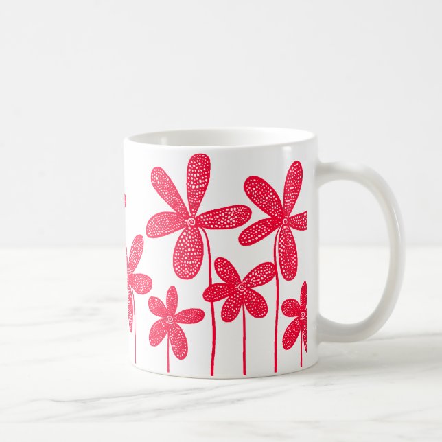 Söt Flowers - Red Kaffemugg (Höger)