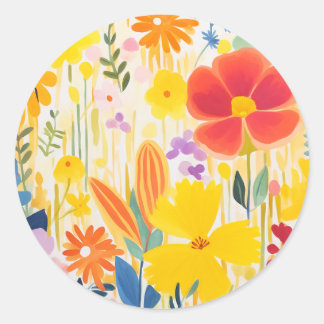 Söt Flowers Runt Klistermärke