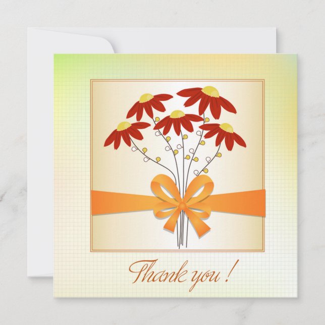 Söt Flowers with Ribbon Tack Flat Card (Framsida)