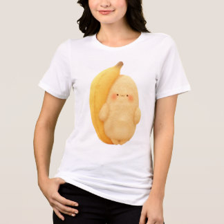 Söt Fluffig Banan Sprite med Rosiga Kinder Dam T Shirt