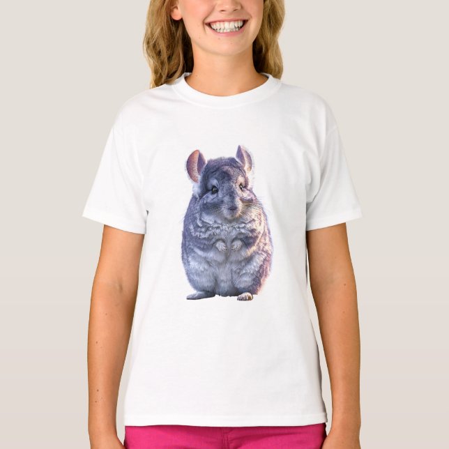 Söt Fluffig Chinchilla-illustration Barn T Shirt (Framsida)