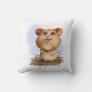 Söt fluffig hamster tecknad film kudde