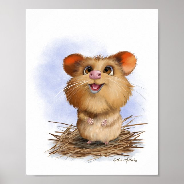 Söt fluffig hamster tecknad film poster (Framsidan)