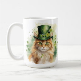 SÖT FLUFFIG KATT KLÄDD FÖR ST PATRICK'S DAG KAFFEMUGG