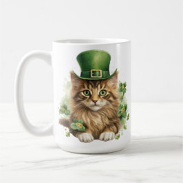 SÖT FLUFFIG KATT KLÄDD FÖR ST PATRICK'S DAG KAFFEMUGG