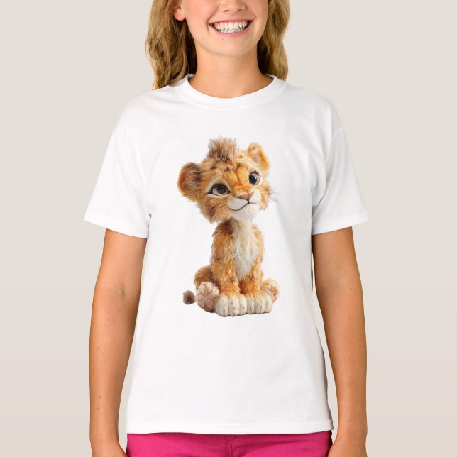 Söt Fluffig Lejonunge Illustration Barn T Shirt (Framsida)