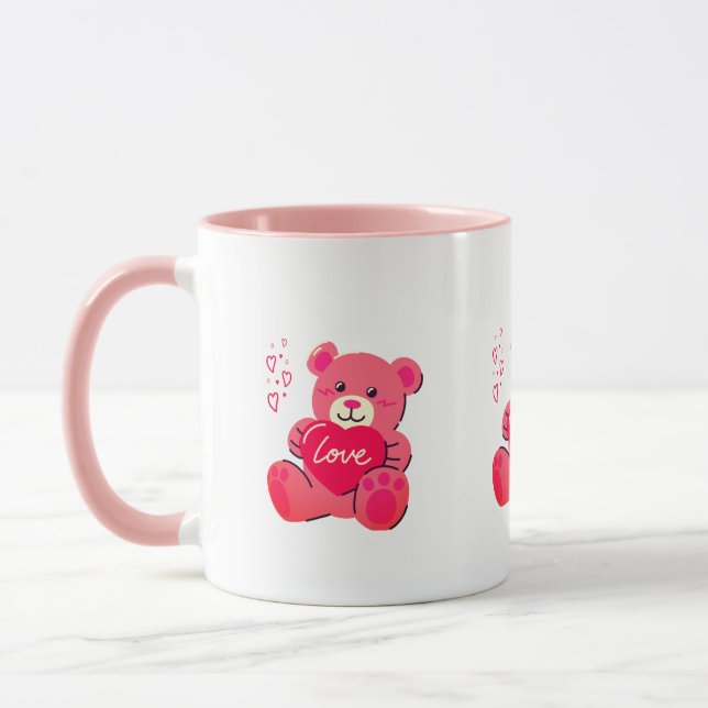 Söt Fluffig Rosa Djur Mugg (Vänster)