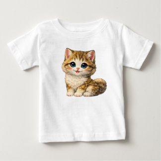 Söt Fluffig Tabby Kattunge Barn T-Shirt Design