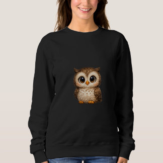 Söt Fluffig Uggla Stora Ögon Tecknad Digital Konst T Shirt
