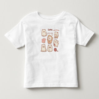 Söt Fluffig Vit Katt Mysig Kawaii T-Shirt