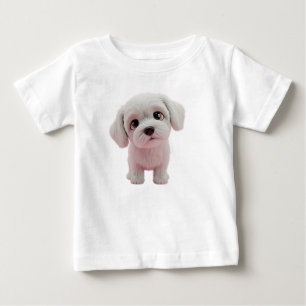 Söt fluffig vit valp med stora ögon Digital T Shirt
