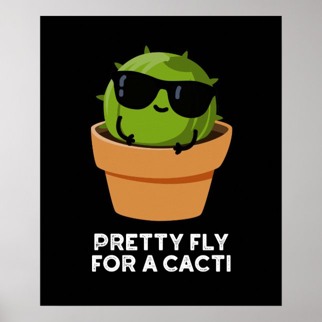 Söt Fly for a Cacti Funny Cactus Pun Mörk BG Poster (Framsidan)