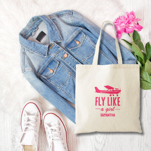 Söt Flyg Som En Tjej Rosa Flygplan Feminint Flyg Tygkasse
