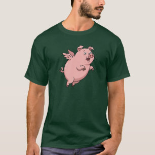 Söt flygande gris tecknad film t shirt