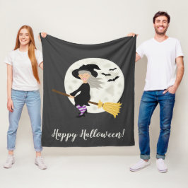Söt flygande häxillustration för halloween fleecefilt