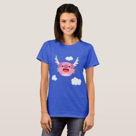 Söt flygande seriegris kvinnors t-shirt